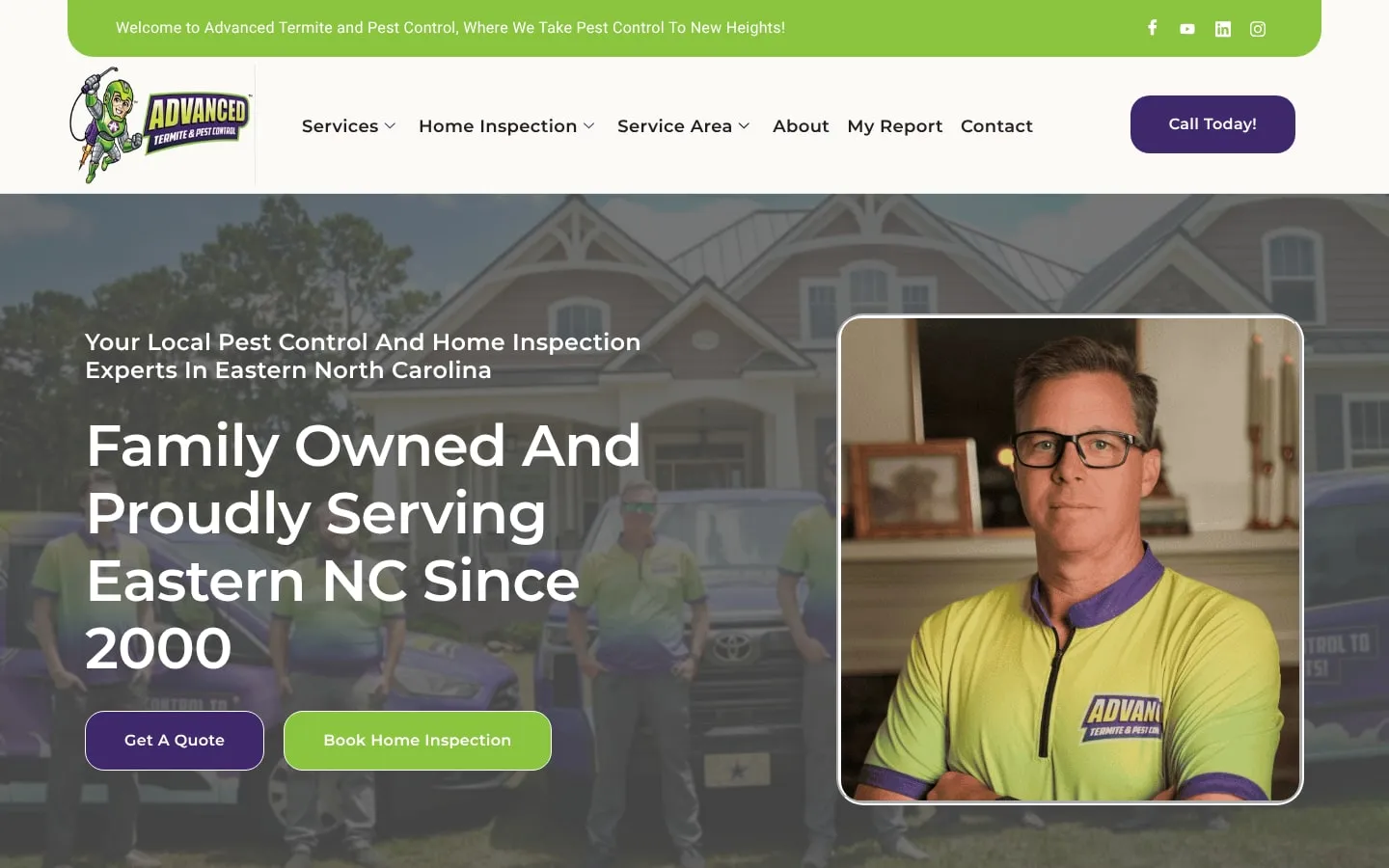 Homepage of the Advanced Termite and Pest Control website